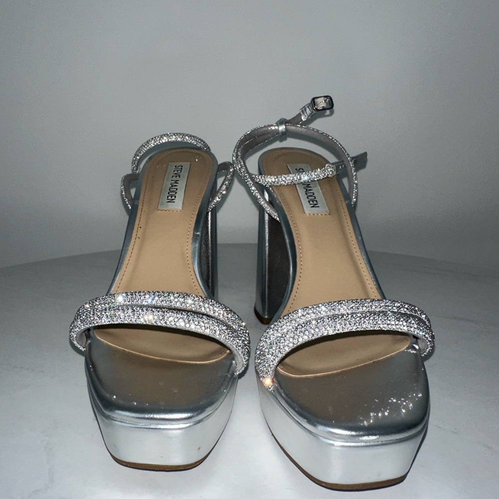 Silver platform heels